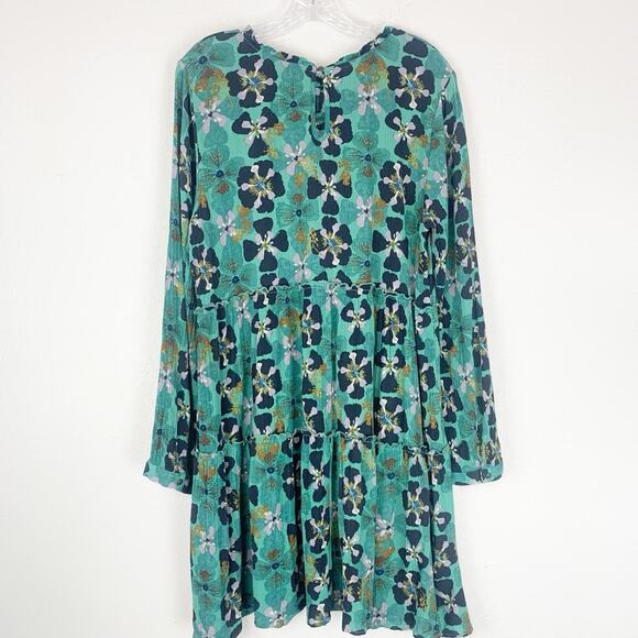 Knox Rose Dress Womens XL Tiered Ruffle Boho Floral Peasant Long Sleeve Rayon - Picture 3 of 8